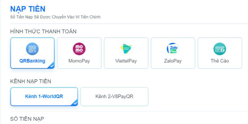Các phương thức nạp tiền cơ bản